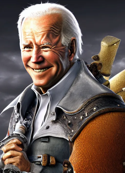 Image similar to a full portrait photo of biden in final fantasy ix style, f / 2 2, 3 5 mm, 2 7 0 0 k, lighting, perfect faces, award winning photography.