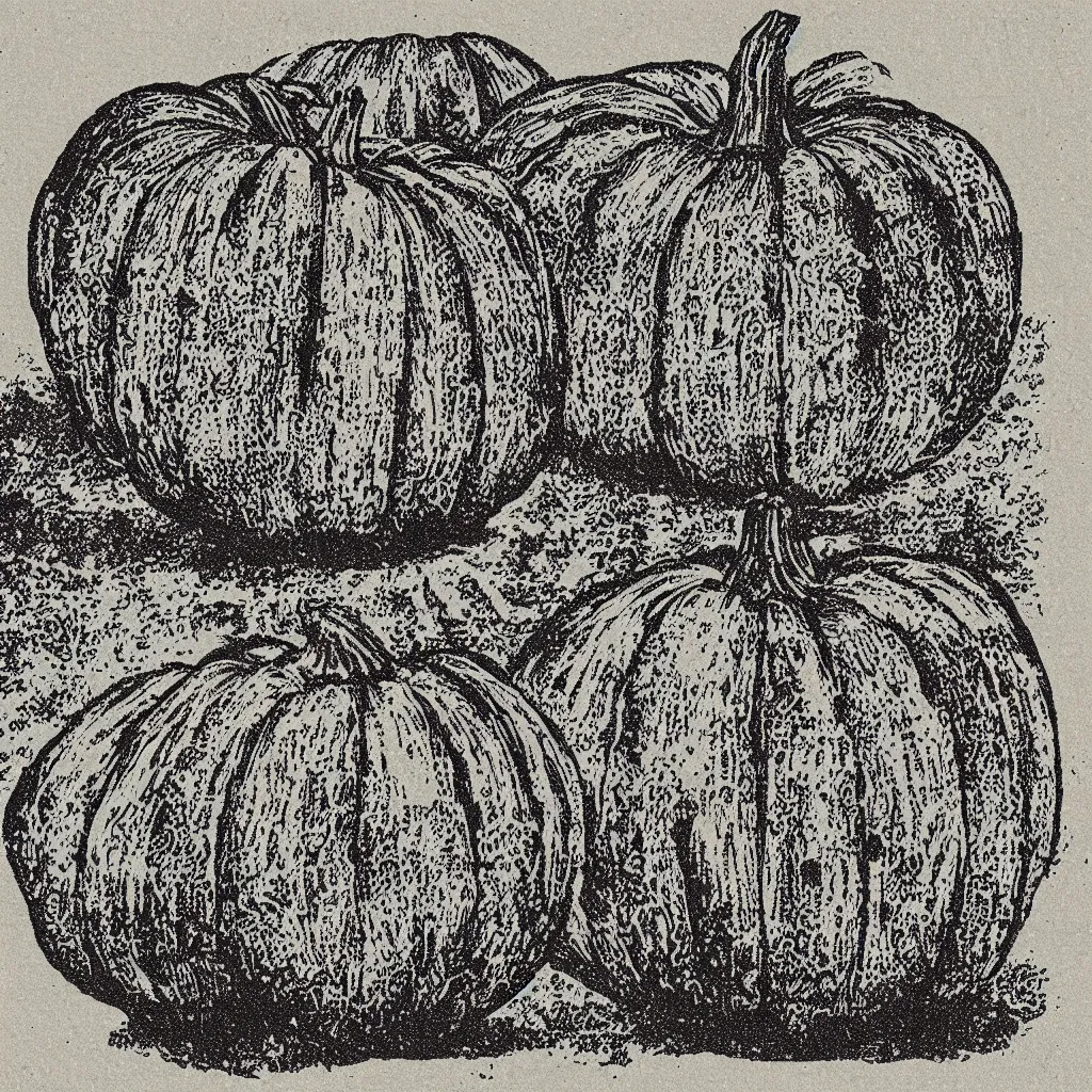 Image similar to vintage risograph of one pumpkin