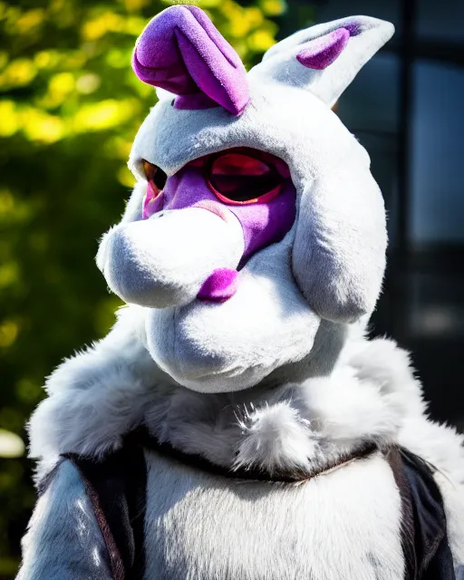 Prompt: portrait photo still of asriel dreemurr fursuit, 8 k, 8 5 mm f 1. 8