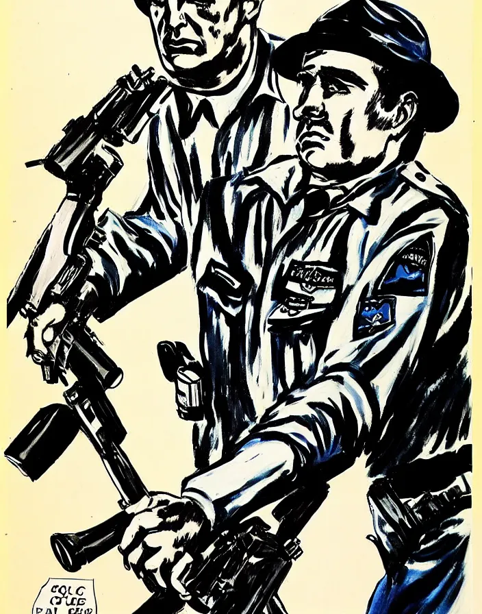 Prompt: a cop portrayed by raymond pettibon, extremely detailed!!!