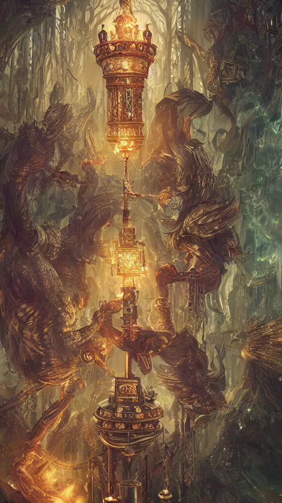 Prompt: the tower tarot card, maximalist, high detail, 8 k, ornate, dark fantasy, realistic, masterpiece, trending on art station, complex, wlop