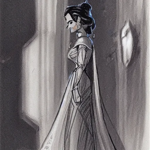 Image similar to milt kahl sketch of victoria justice as princess padme from star wars