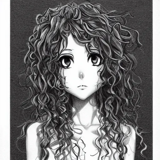 how to draw anime girl with curly hair