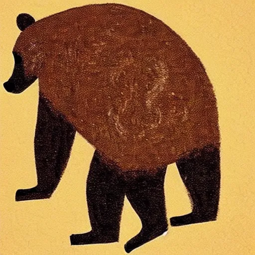 Image similar to paleolithic cave painting of anthropomorphic bear