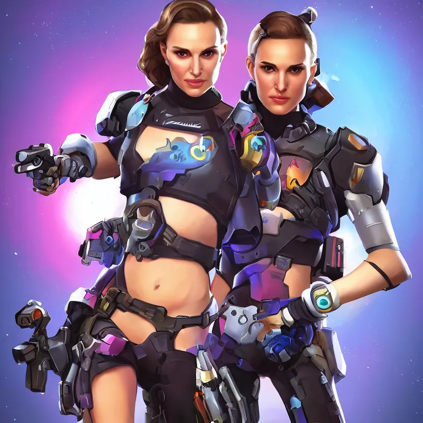 Prompt: natalie portman as an overwatch character, digital art in the style of Mad Dog Jones