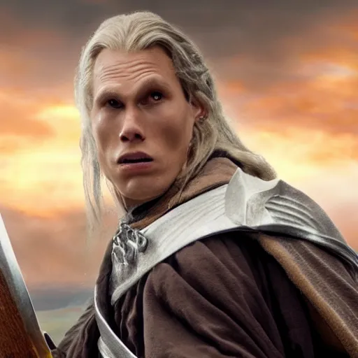 Prompt: Live Action Still of Jerma in The Lord of the Rings, real life, hyperrealistic, ultra realistic, realistic, highly detailed, epic, HD quality, 8k resolution, body and headshot, film still