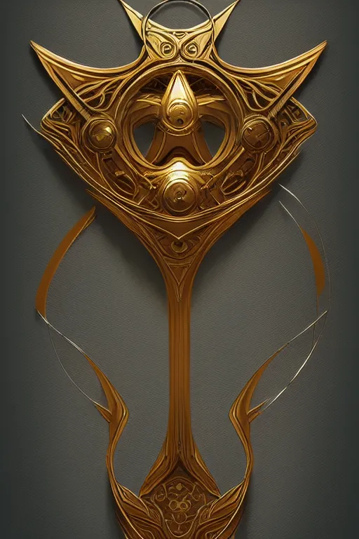 Image similar to symbol of Gabriel. Symbol made out of metal. Cooper lining ,intricate, elegant, highly detailed, digital painting, artstation, concept art, smooth, sharp focus, illustration, art by Ilja Repin