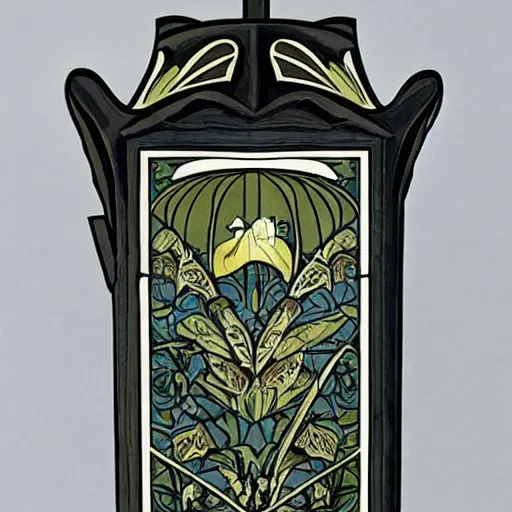 Image similar to bat box in art nouveau style