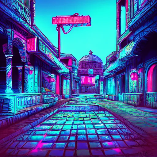 Image similar to ancient ottoman city, epic retrowave art, trending on art station