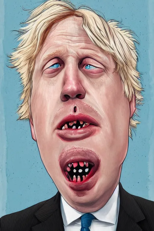 Prompt: extremely derpy looking boris johnson portrait, created by Martine Johanna