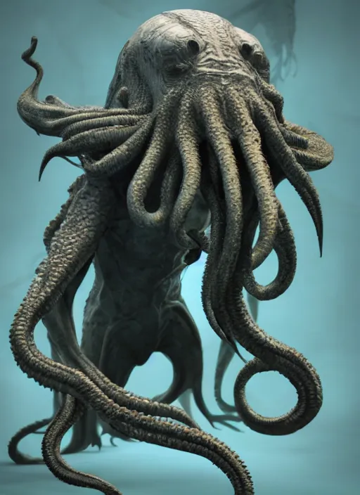 Prompt: concept art of a cthulhu looking creature, sharp, digital art, trending on artstation, wayne barlowe, unreal engine, octane render, vray, ray - traced, intricate, hd, behance