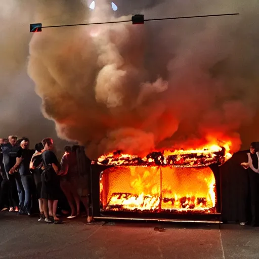 Image similar to crowded theater on fire