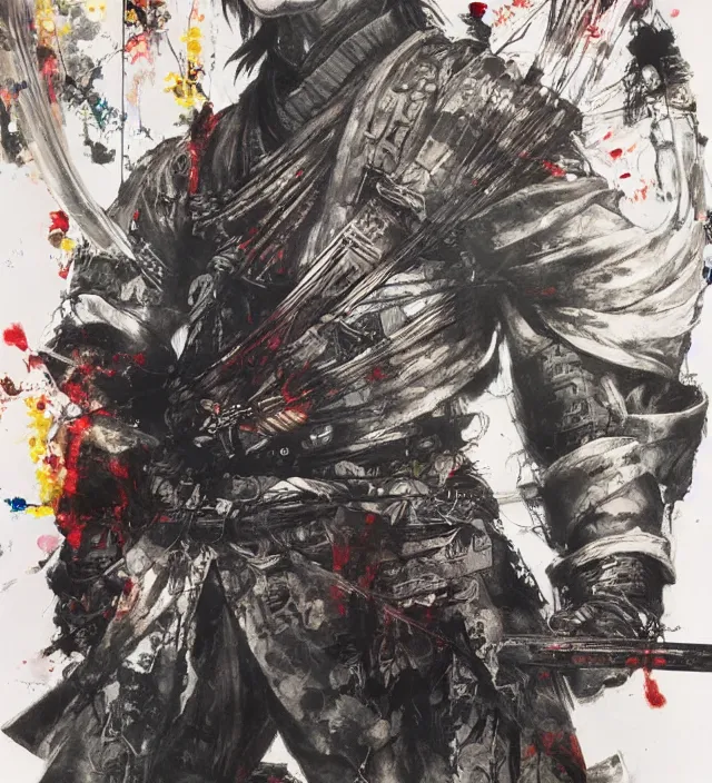 Image similar to heavenly lone samurai, painting, by greg ruthowski, yoshikata amano, yoji shinkawa, alphonse murac, collaborative artwork, beautifully drawn, heavily detailed