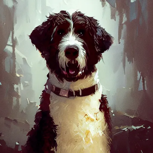 Prompt: bernedoodle by greg rutkowski