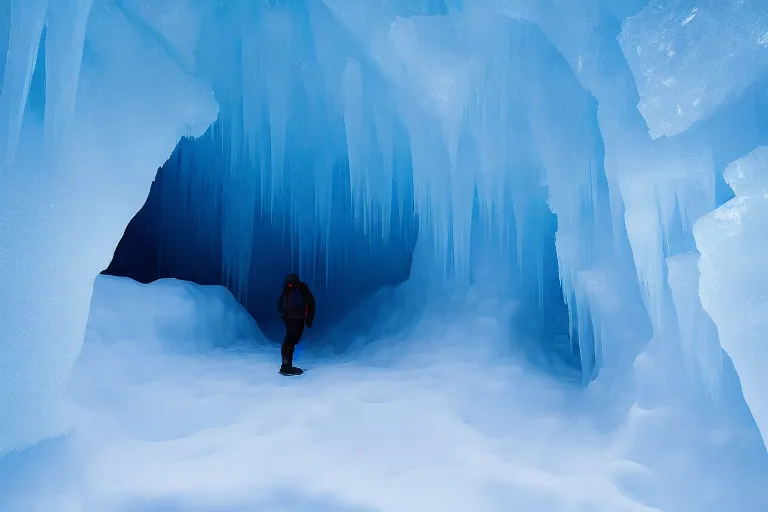 Image similar to inside an ice cave, blue, wide angle, marc adamus, beautiful