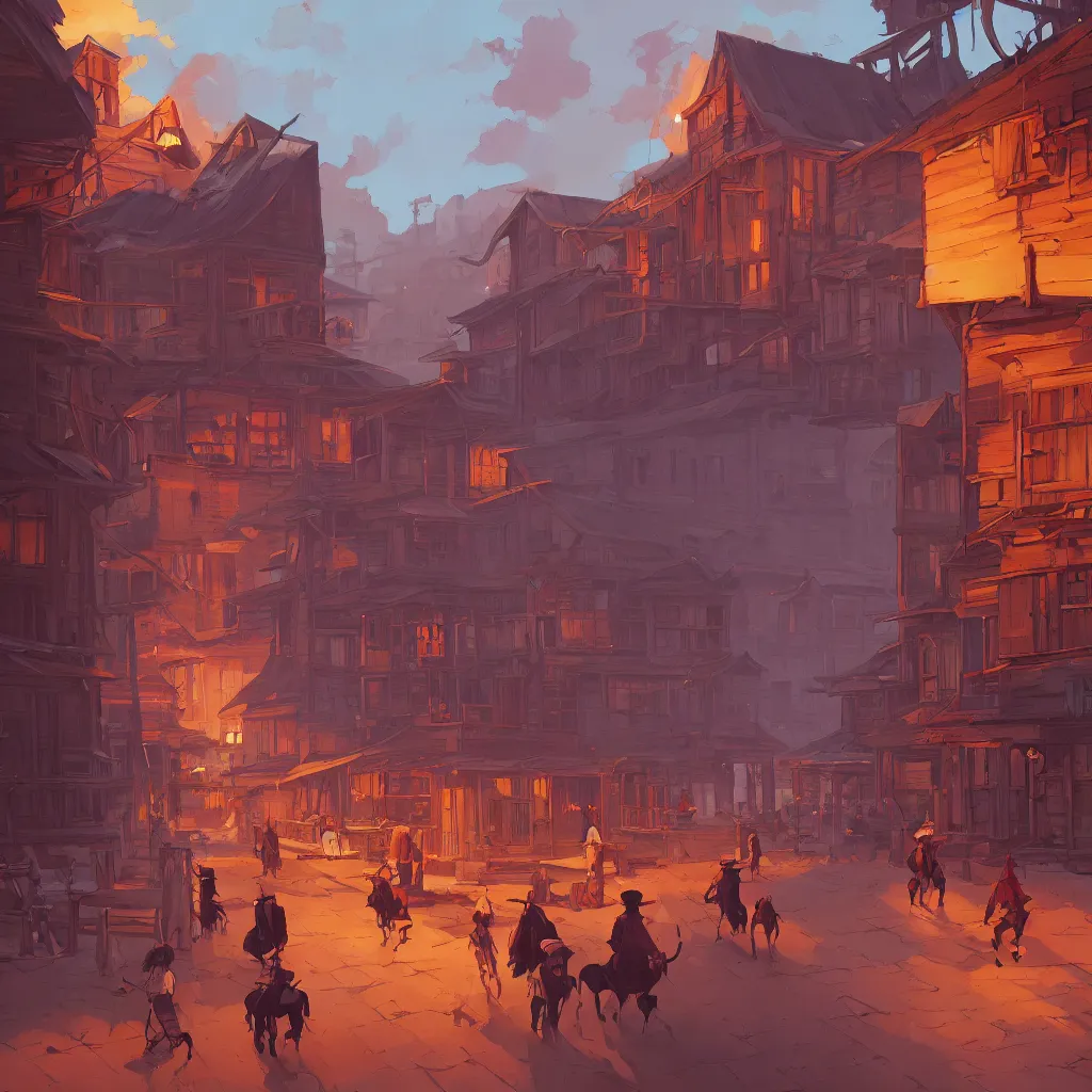 Image similar to western ghosttown background stylized, official fanart behance hd artstation by jesper ejsing, by rhads, makoto shinkai and lois van baarle, ilya kuvshinov, ossdraws, by feng zhu and loish and laurie greasley, victo ngai, andreas rocha, john harris