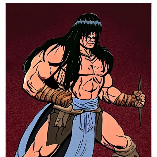 Prompt: Conan the Barbarian in the style of Katsuhiro Oromo, Akira