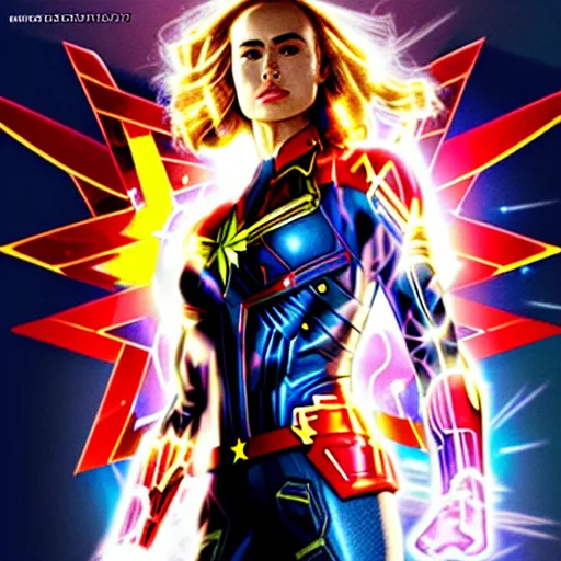 Image similar to Megan Fox as Captain Marvel, digital art, artstation