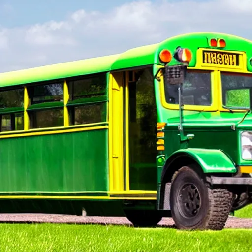Image similar to a green school bus