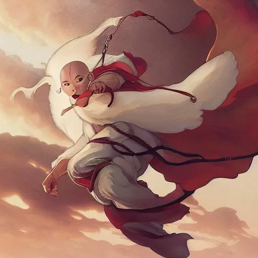 Prompt: medium shot of appa from the last airbender flying through the sky, fantasy, intricate, elegant, dreamy, highly detailed, digital painting, artstation, concept art, smooth, sharp focus, illustration, art by artgerm and greg rutkowski and alphonse mucha