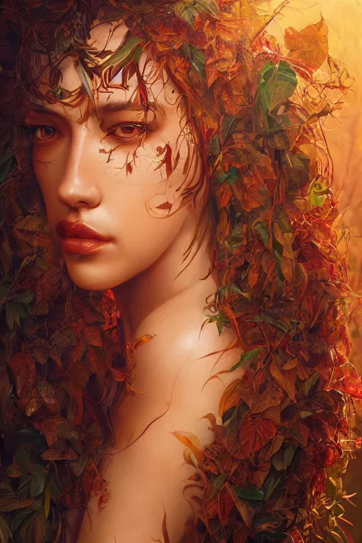 Image similar to stunningly beautiful, spanish dancer in jungle, symmetrical face, golden hour, smooth, focus, highly detailed, hyper realistic, dramatic lighting, elegant, intricate, concept art, art by wlop, mars ravelo, greg rutowski, artstation