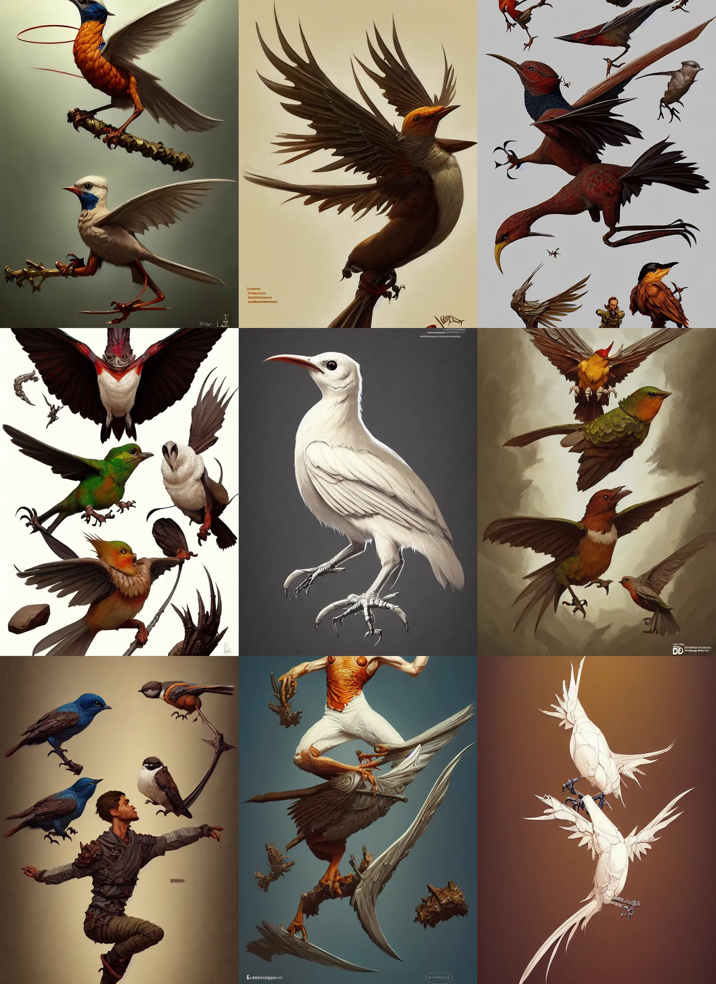 Prompt: full - body d & d mtg bird anatomy on white background, action pose, intricate, highly detailed, digital painting, artstation, concept art, smooth, sharp focus, illustration, art by norman rockwell emiliano ponzi andrey remnev yoann lossel aaron jasinski, 8 k