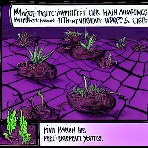 Image similar to magic purple corruption taint eldritch plants spreads across post - apocalyptic city