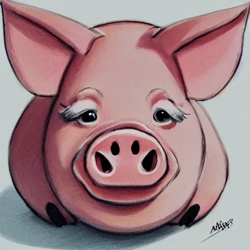 Prompt: face of cutest pig in the world. Artistic. Concept art. Drawing. High details. Artstation. Cute.