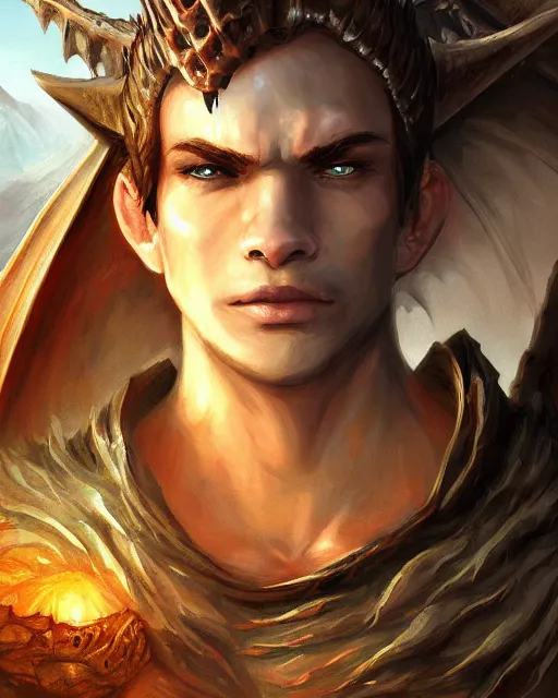 Image similar to ''face portrait of dragon, rule of thirds, fantasy, mountain landscape, d & d, digital painting, artstation, deviantart, concept art, illustration, art by dragolisco and anne stokes and nico niemi''