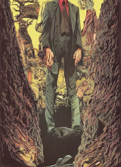 Prompt: twin peaks movie poster art by michael kaluta