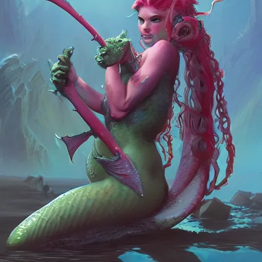 Prompt: goblin mermaid, by senior concept artist, trending on artists artstation - 9