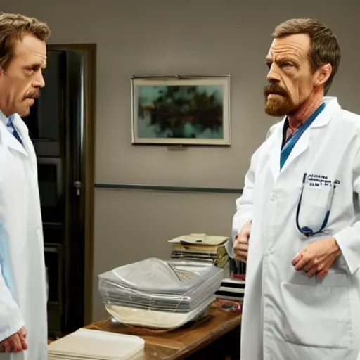 Image similar to walter white, hugh laurie, in house, m. d