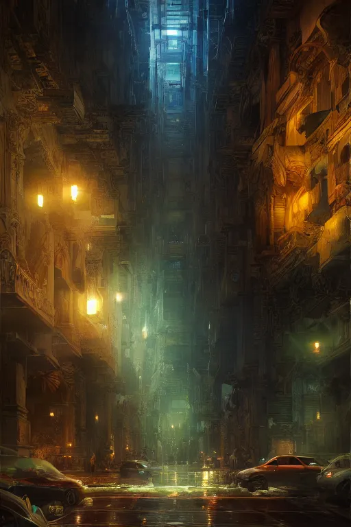 Image similar to inside the street of the city of atlantis, powerfull, intricate, elegant, volumetric lighting, digital painting, highly detailed, artstation, sharp focus, illustration, concept art, ruan jia, steve mccurry