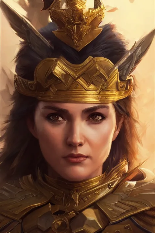 Image similar to amazon valkyrie athena, d & d, fantasy, portrait, highly detailed, headshot, digital painting, trending on artstation, concept art, sharp focus, illustration, art by artgerm and greg rutkowski and magali villeneuve