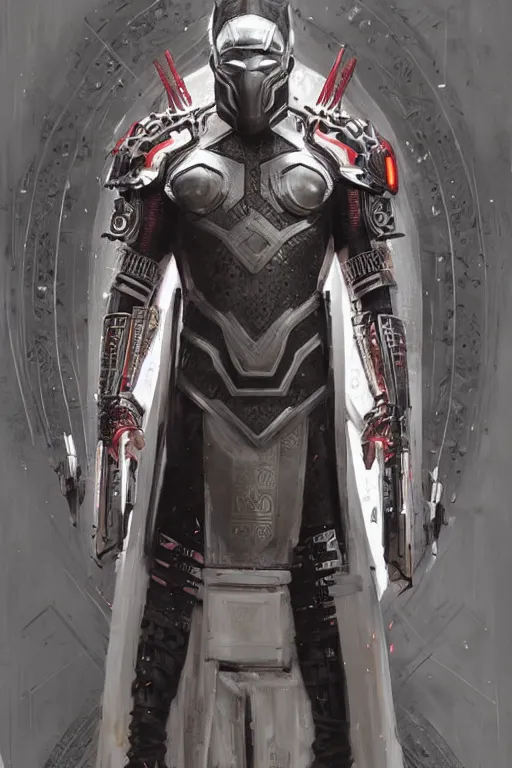 Prompt: wakandan warrior in white armor, cyberpunk futuristic neon. decorated with traditional japanese ornaments by ismail inceoglu dragan bibin hans thoma greg rutkowski alexandros pyromallis nekro rene maritte illustrated, perfect face, fine details, realistic shaded, fine - face, pretty face, masterpiece