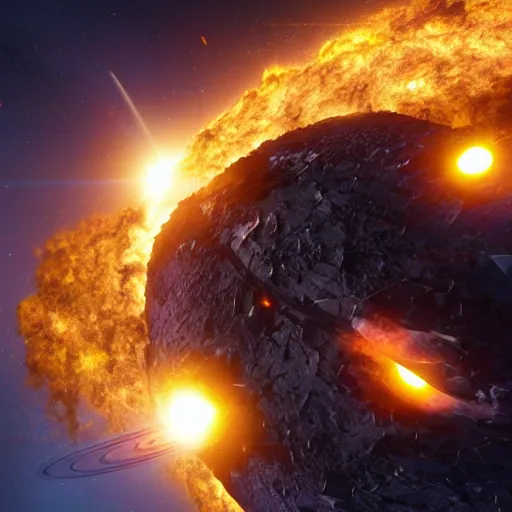 Prompt: shattered sun firing jet beams all over the solar system, trending on artstation, unreal engine 5