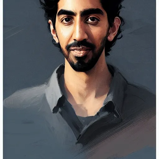 Image similar to “Portrait of Dev Patel by Greg Rutkowski, young, attractive, highly detailed portrait, scifi, digital painting, artstation, concept art, smooth, sharp foccus ilustration, Artstation HQ”