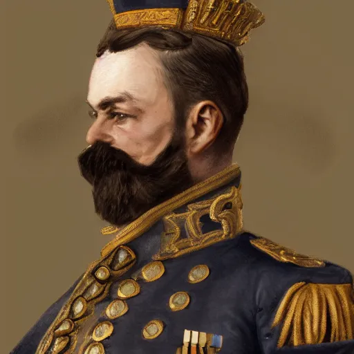 Image similar to man wearing a 19th century admiral uniform, intricate, elegant, highly detailed, digital painting, artstation, concept art, matte, sharp focus, illustration