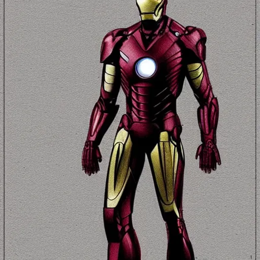 Image similar to Sketch breakdown of advanced iron man suit in leonardo da vinci style