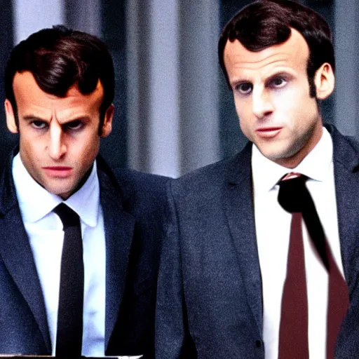 Image similar to three Emmanuel Macron in American Psycho (1999)