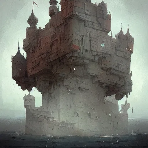 Image similar to an incredible floating castle by ian mcque