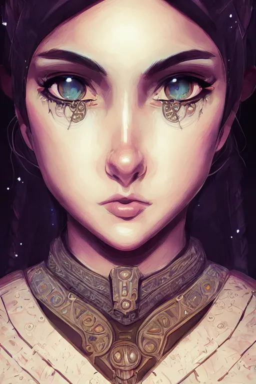 Image similar to constellar ptolemy, heroine, beautiful, detailed symmetrical close up portrait, intricate complexity, in the style of artgerm and ilya kuvshinov, magic the gathering art