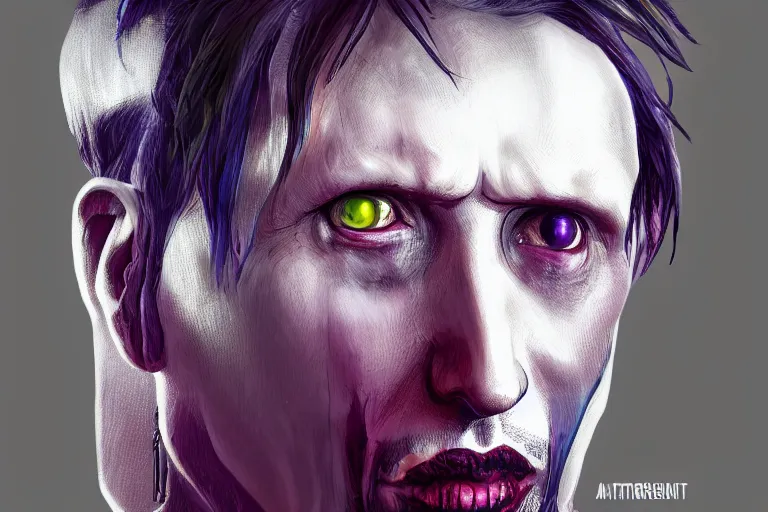 Prompt: portrait isometric drawing, Marilyn Manson as GTA character, cyberpunk, intricate, epic lighting, cinematic composition, hyper realistic, 8k resolution, unreal engine 5, by Artgerm, tooth wu, dan mumford, beeple, wlop, rossdraws, James Jean, Andrei Riabovitchev, Marc Simonetti, yoshitaka Amano, Artstation