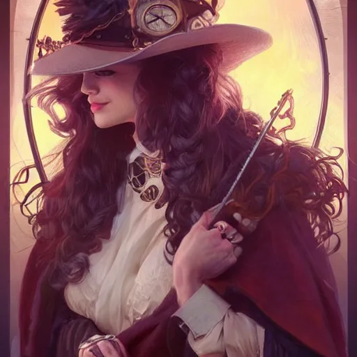 Prompt: rip taylor, portrait, western, steampunk, flamboyant duster, fantasy, intricate, elegant, highly detailed, digital painting, artstation, concept art, sharp focus, illustration, art by artgerm and greg rutkowski and alphonse mucha