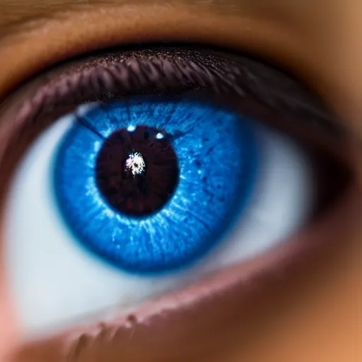 Prompt: A close up shot of eye, blue iris realistic 4k athmospheric ultra HD