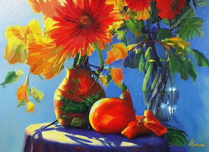 Prompt: bright beautiful oil painting by bAlexander Labas and Tatyana Yablonskaya and Viktor Tsvetkov