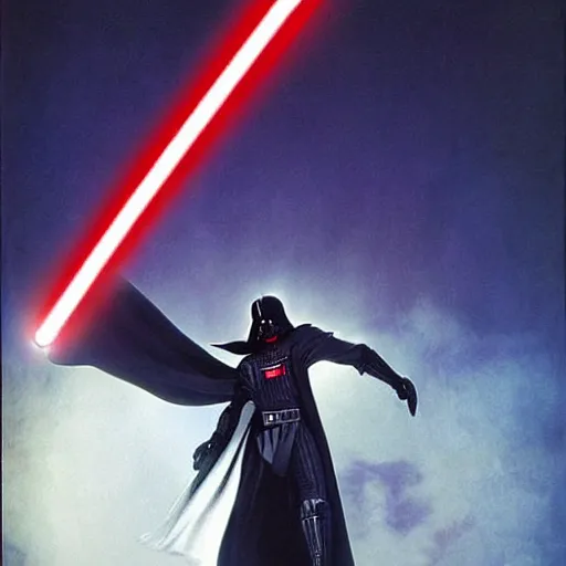 Image similar to morbius holding a lightsaber. darth vader, pyramids in background.