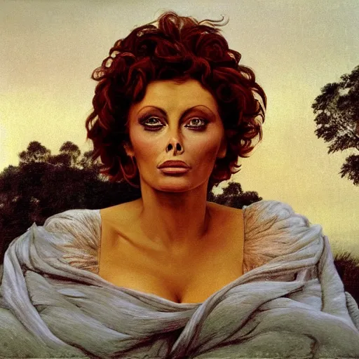 Prompt: sophia loren, painted by caspar david friedrich