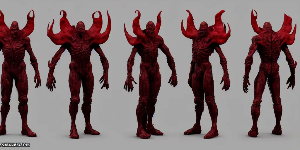 Image similar to character sheet of violator ( todd mcfarlane spawn ). 3 d render, trending on artstation, unreal engine 5, 8 k resolution