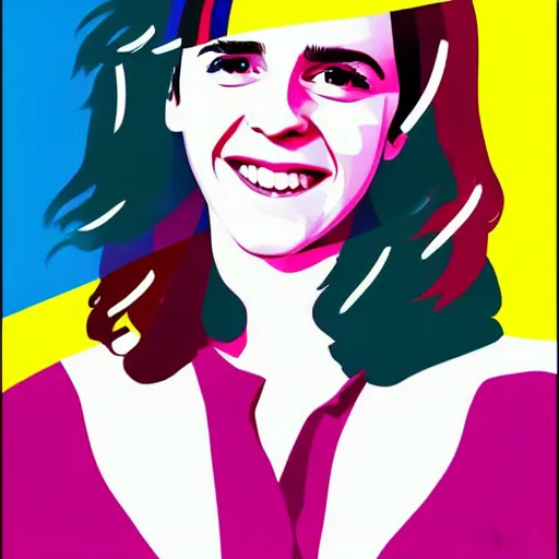 Image similar to rainbow smiling happy emma watson age 1 5 as hermione. pop art.